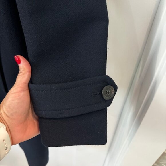 Womens Jcrew Navy Blue Italian Double Cloth Wool Coat with Belt, Size 0 - Picture 5 of 9